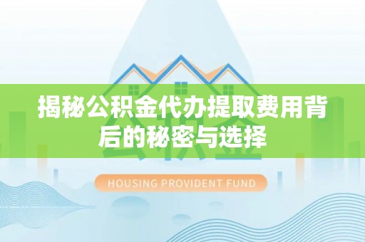 柯坪揭秘公积金代办提取费用背后的秘密与选择