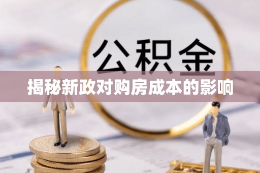 柯坪揭秘新政对购房成本的影响